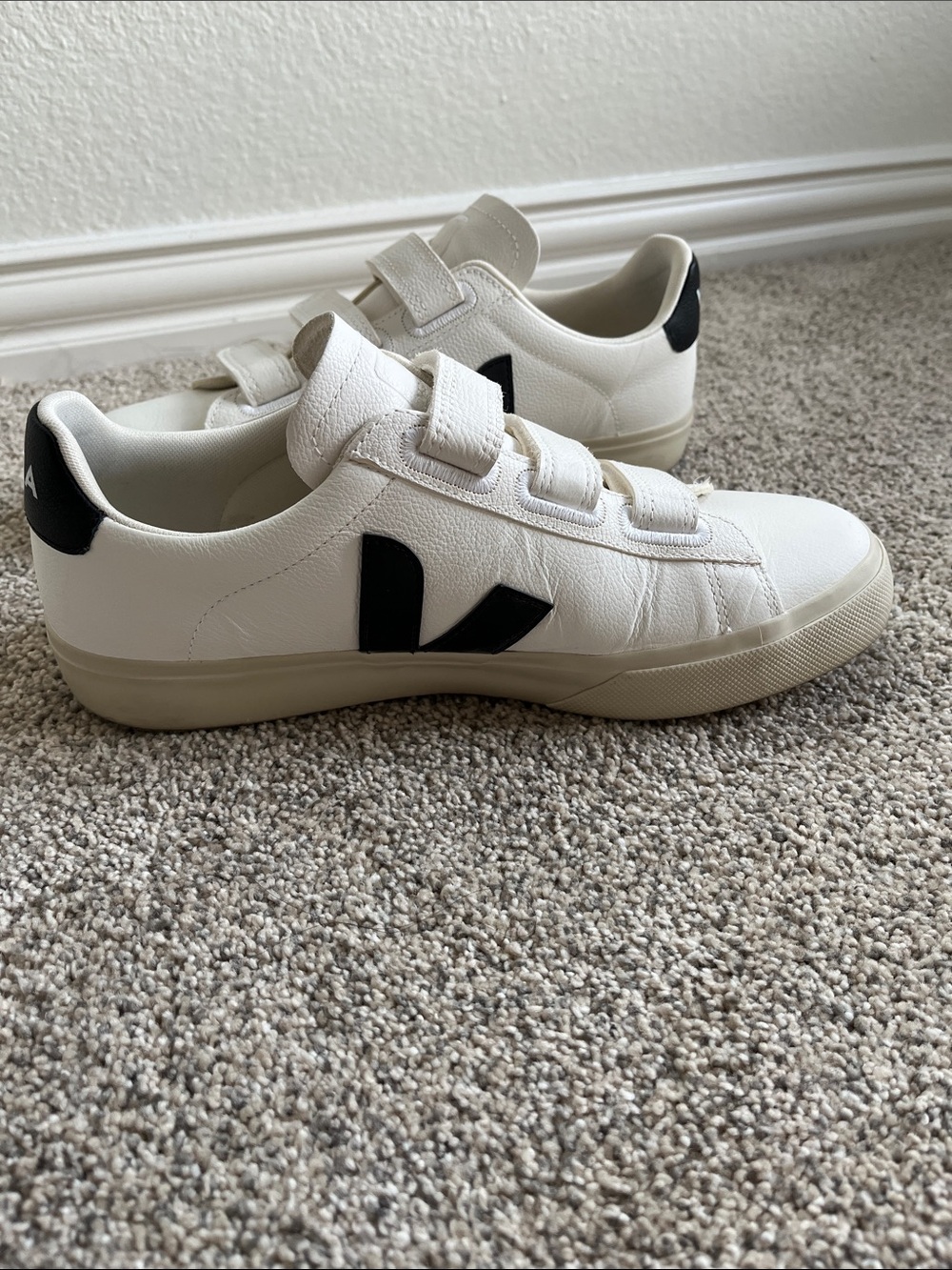 Veja White Sneakers with Black V - Triple Velcro Straps - Picture 4 of 8